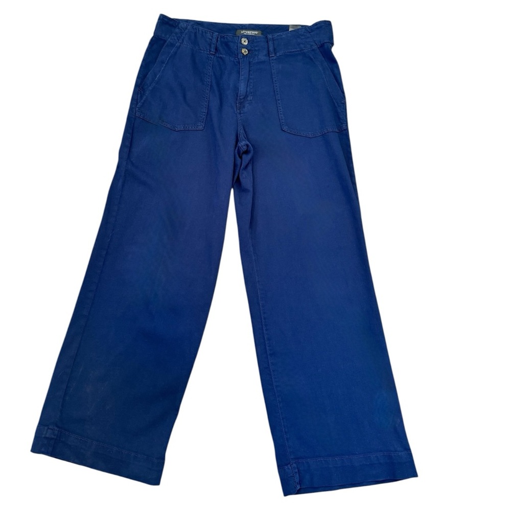 Liverpool Pants Womens Size 12/31 Wide Leg High Rise Stretch Navy Dusk